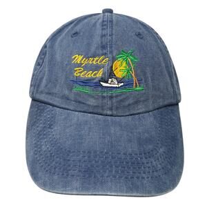 Myrtle Beach Slideback Hat Blue One Size Solid Embroidered Adjustable